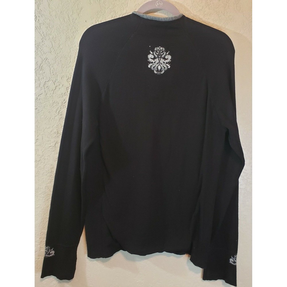 Cambridge Dry Goods Black Zip-Neck Sweater with Gray Pattern - Picture 4 of 7